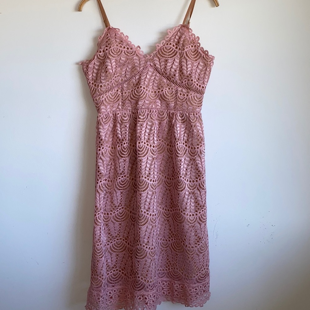 Blush Lace Midi Dress